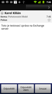Zobrazení e-mailové zprávy v aplikaci E-mail