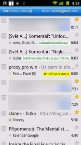 Gmail podporuje barevné štítků a prioritní poštu.