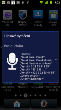Hlasové vytáčení sice poskytuje návod v češtině...