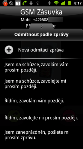 Odmítnutí hovoru se současným odesláním SMS