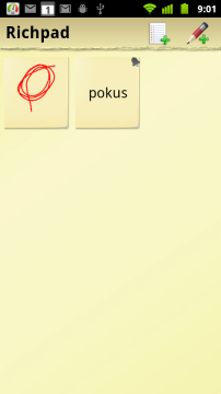 V Richpadu lze vytvářet buď textové, nebo kreslené poznámky
