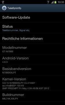 Samsung Galaxy Note s Androidem 4.0.3 a firmwarem XXLPY