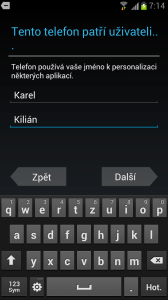 Vyplnění jména a příjmení majitele telefonu