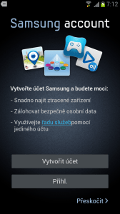 Založení nebo připojení k účtu Samsung.