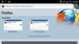 Úvodní obrazovka nového Firefoxu