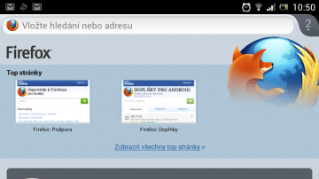 Úvodní obrazovka nového Firefoxu