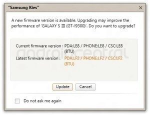 První aktualizace firmwaru pro Samsung Galaxy S III - LF2