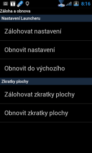 Holo Launcher dokáže zálohovat a obnovit veškerá nastavení a zástupce.