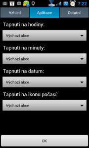 Můžete určit, jaký program má widget spustit, když tapnete na některou z jeho částí