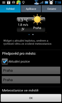 Nastavení vzhledu widgetu