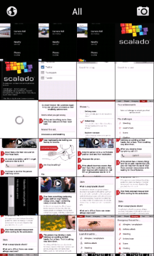 V sekci All jsou všechny obrázky, které Scalado Album našlo v interní paměti telefonu a na paměťové kartě