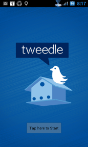 Úvodní obrazovka aplikace Tweedle