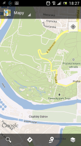 Obrazovka mobilní verze map