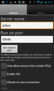 Serveru můžeme dát jméno, přiřadit port a provést další nastavení