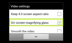 Aktivujte zatržítko On-screen magnifying glass