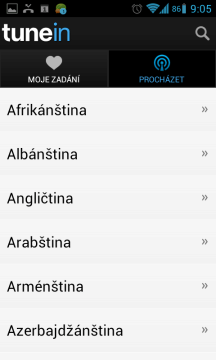 Stanici můžete vybrat podle jazyka, ve kterém vysílá