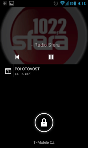 Na CyanogenModu 9.1 podporuje TuneIn ovládání ze zamykací obrazovky