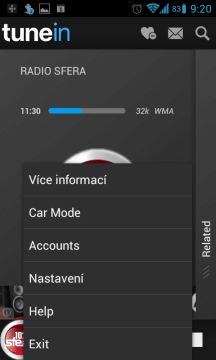 Další možnosti najdete pod klávesou Menu