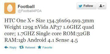 Tweet s údajnými specifikacemi dle Football4PDA