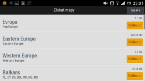 Výběr map ke stažení
