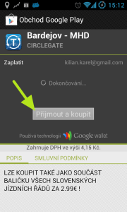 Nákup se odehrává přes Obchod Play