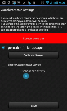 Nastavení podsvícení podle polohy telefonu vůči zemi. Nastavení podsvícení podle polohy telefonu vůči zemi.