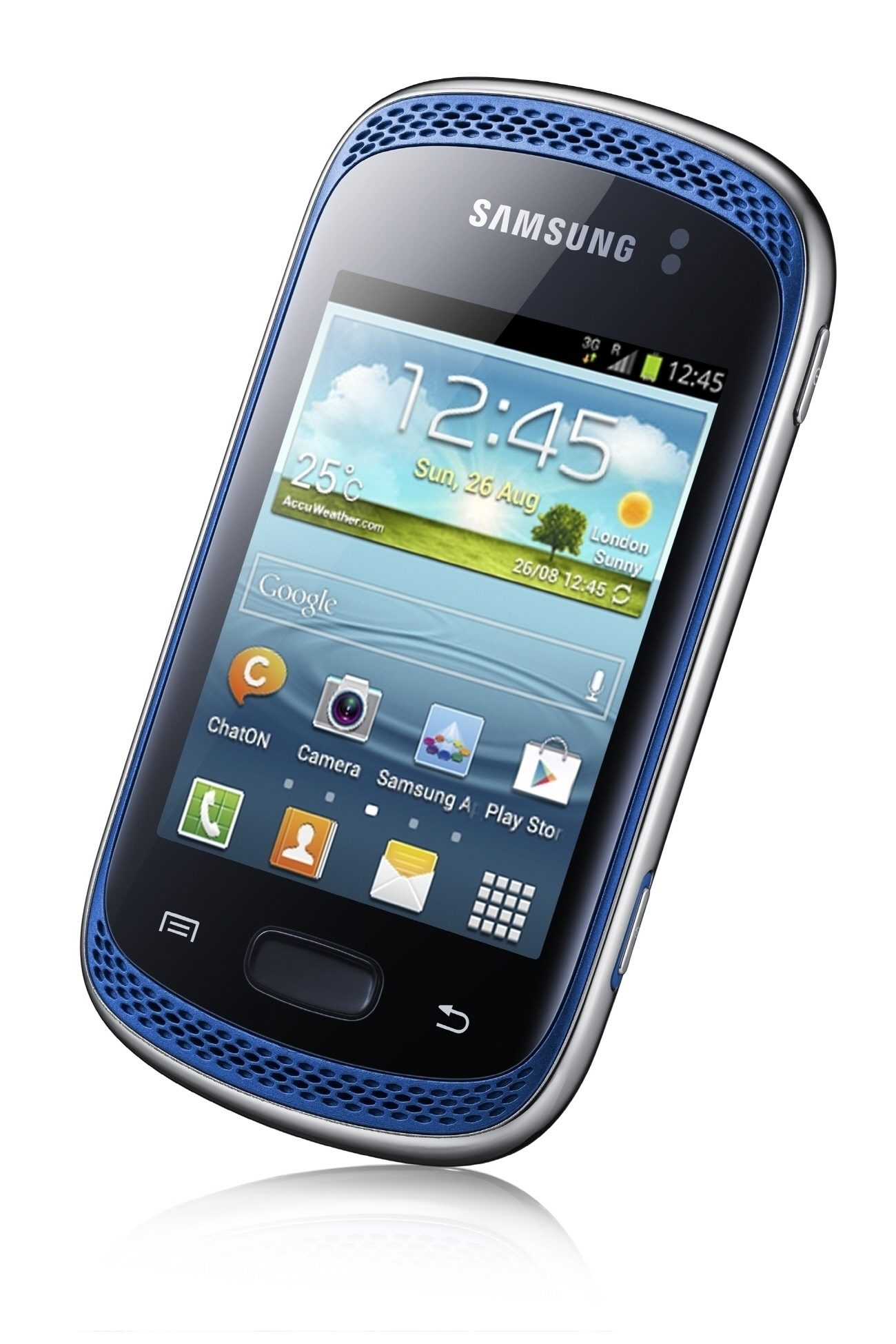 Na čelní straně Samsung Galaxy Music jsou stereo reproduktory Na čelní straně Samsung Galaxy Music jsou stereo reproduktory