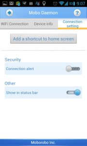 Sekce Connection setting