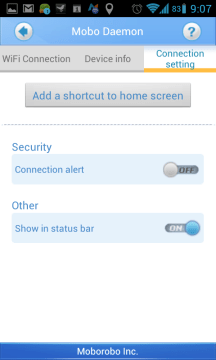 Sekce Connection setting