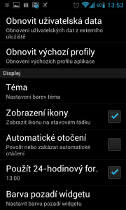 Možnosti nastavení aplikace
