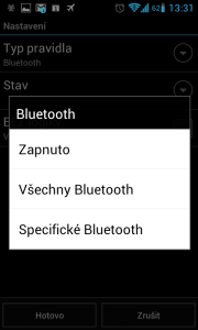 Pravidlo typ Bluetooth