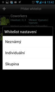 Můžete vybírat z Neznámý, Individuální a Skupina