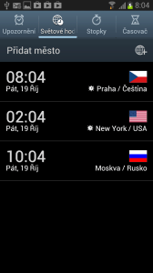 Světové hodiny zobrazují aktuální čas na zvolených místech