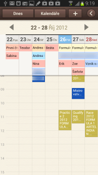 Týdenní pohled na kalendář