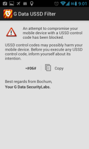 Takto blokuje USSD příkaz aplikace G Data USSD Filter