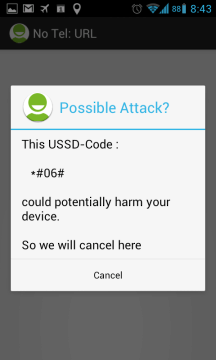 Takto blokuje USSD příkaz aplikace NoTelURL