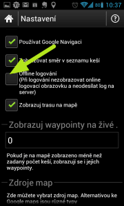 Jestliže nepoužíváte mobilní datové připojení, můžete si zapnout Offline logování. 