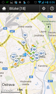 Nejbližší keše si můžete nechat zobrazit na mapě