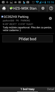 V sekci Waypointy najdete místa vhodná k zaparkování a/nebo zajímavá místa v okolí