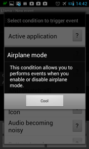 Nápověda k podmínce Airplane mode