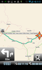 MapFactor Navigator: cesta z Ostravy do Prahy