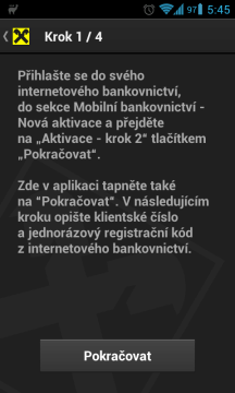 Mobilní bankovnictví je nutné aktivovat a autorizovat aplikaci Mobilní bankovnictví je nutné aktivovat a autorizovat aplikaci