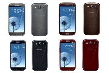 Čtyři ze šesti barevných provedení Samsungu Galaxy S III