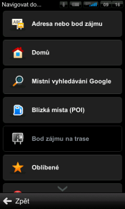 Sygic: GPS Navigation: možnosti vyhledání cíle