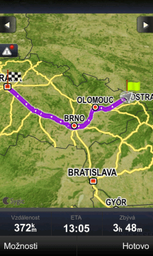 Sygic: GPS Navigation: cesta z Ostravy do Prahy