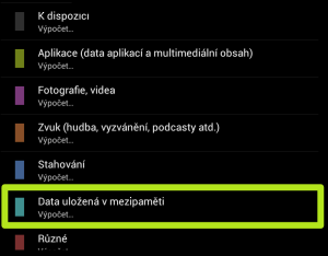 Tapněte na položku Data uložená v mezipaměti