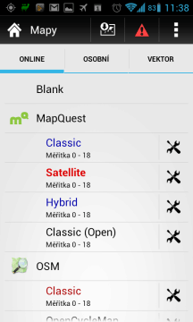 Vybírat můžete z mnoha mapových podkladů