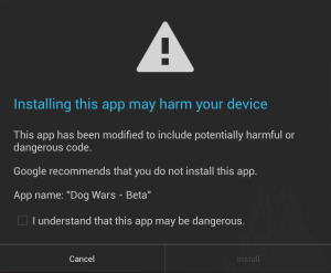 Varování ochrany proti škodlivým aplikacím