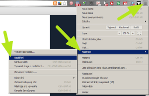 V Chrome přejděte do menu Nástroje-Rozšíření