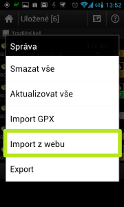 Zvolte Import z webu